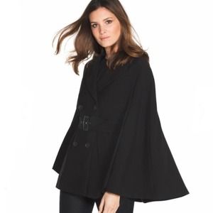 White House Black Market Black Six Button Cape